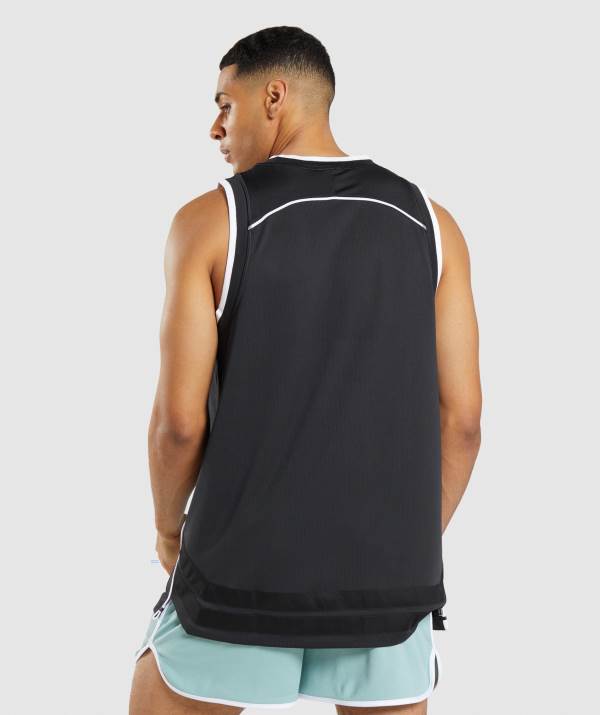 Panske Tielko Gymshark Recess Basketball Čierne Biele | NO6031928